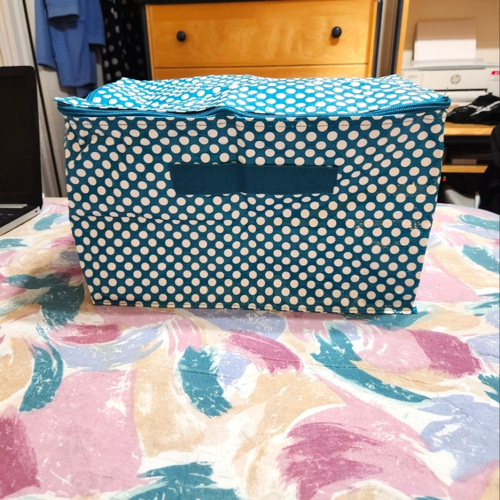 Teal Polka Dot Storage Box